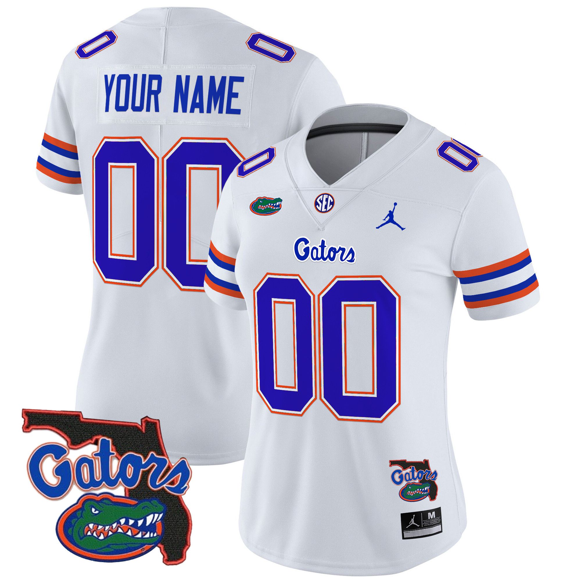 Women Florida Gators White 2024 Florida Patch Vapor Limited Custom NCAA Jersey